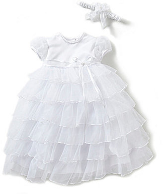 Edgehill Collection Baby Girls 3-9 Months Christening Organza Tier Chiffon Dress