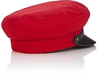 Lola Hats Women's Classic Chauffeur Wool and Leather Cap - Red