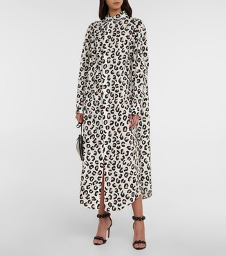 Alaia Leopard-print cotton shirt dress