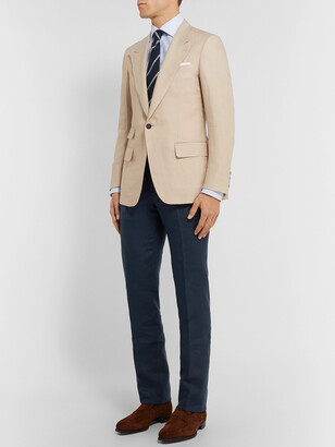 Kingsman Navy Cotton, Linen And Silk-Blend Suit Trousers
