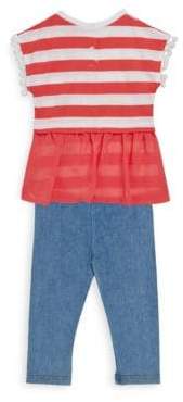 Betsey Johnson Little Girl's Two-Piece Stripe Top and Capri Pants Set