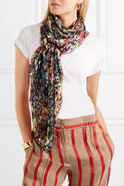 Thumbnail for your product : Etro Metallic Checked Printed Silk-blend Voile Scarf