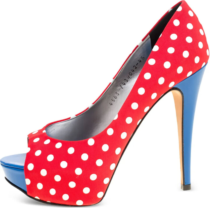 Gina Polka-Dot Open-Toe Platform Heels