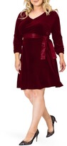 Thumbnail for your product : Standards & Practices Millie V-Neck Stretch Velvet Fit & Flare Dress