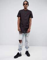 Thumbnail for your product : ASOS Regular Fit Super Longline Shirt with Grandad Collar in Faded Black