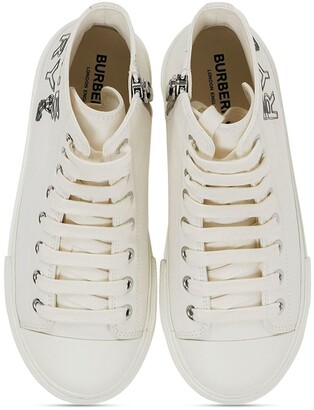 Burberry Logo Print Cotton Lace-up Sneakers