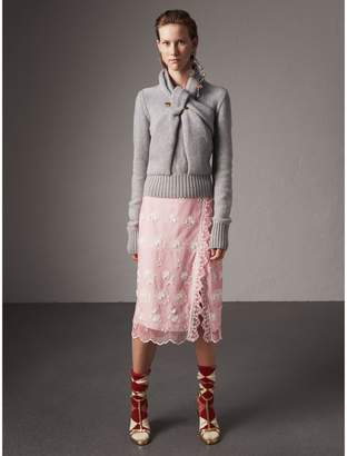 Burberry Chantilly Lace Trim Embroidered Tulle Skirt
