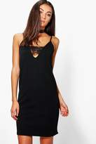 Thumbnail for your product : boohoo Tall Searra Textured Lace Plunge Bodycon Dress