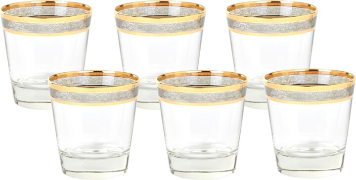 Lorren Home Trends Melania Collection Smoke Double Old Fashion Glasses, Set of 6
