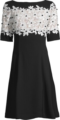 Shani Lace Fit & Flare Crepe A-Line Dress