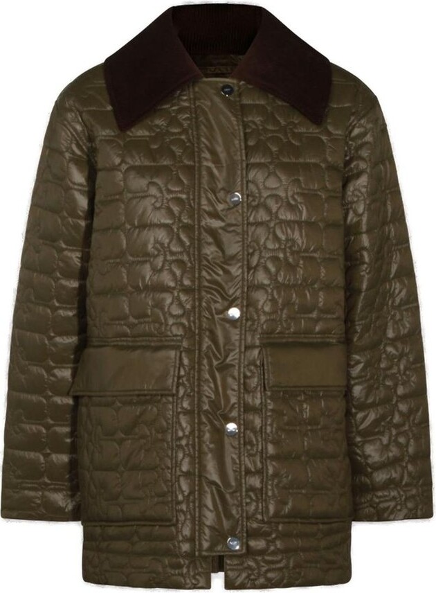 Ganni Shiny Quilt Midi Jacket