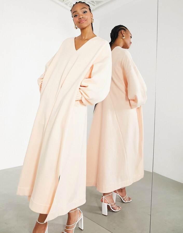 ASOS EDITION oversized sweatshirt dress in soft peach ShopStyle