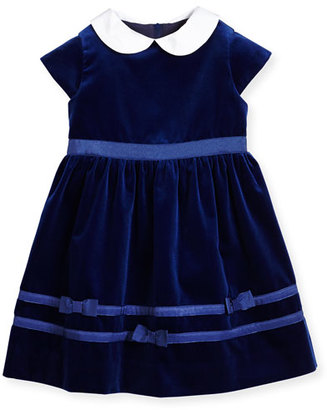 Florence Eiseman Cap-Sleeve Velvet Dress, Royal, Size 2-6