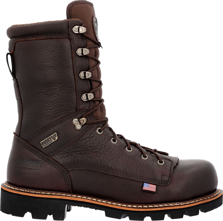 Rocky Men's Elk Stalker Waterproof Composite Toe Hunting Boots, Size 9.5, Brown