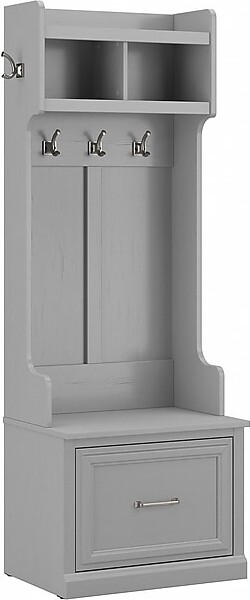Bush Furniture Woodland 24W Hall Tree and Small Shoe Bench with Drawer, Cape Cod Gray (WDL007CG)