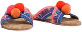 Thumbnail for your product : Figue Pompom-embellished Embroidered Canvas Sandals