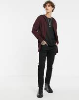 Thumbnail for your product : ASOS Design DESIGN hooded open cardigan with curved hem in burgundy