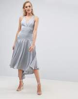 Thumbnail for your product : Jarlo Tall Drop Hem Pleated Midi Dress With Cross Back Detail