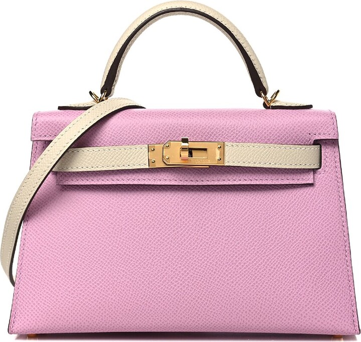 Hermes Mauve Sylvester Epsom Leather Horseshoe Mini Kelly Sellier 20 (Authentic Pre-Loved)