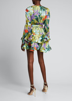 Thumbnail for your product : Bronx and Banco Tropical-Print Long-Sleeve Ruffle Tiered Mini Dress