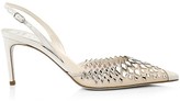 Thumbnail for your product : Rene Caovilla Jewelled Tulle & Metallic Leather Slingback Pumps