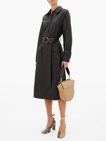 Thumbnail for your product : Tibi Belted Faux-leather Shirt Dress - Black