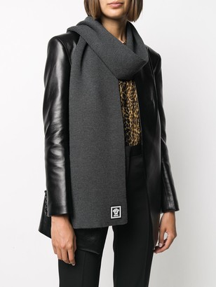 Versace Ribbed Knit Wool Scarf