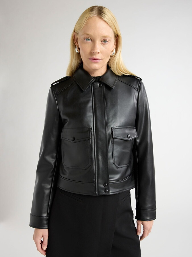 Scoop Women’s and Women’s Plus Faux Leather Cargo Pocket Jacket, Sizes XS-4X