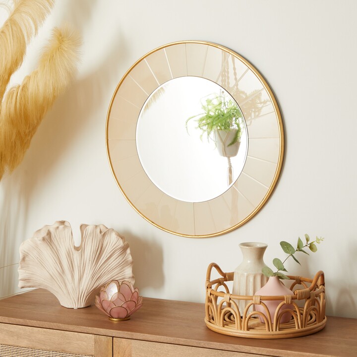 Dunelm Pretty Boho Round Glass Wall Mirror, 55cm White ShopStyle