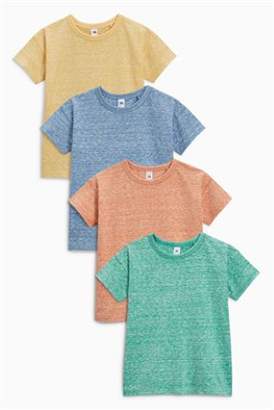Next Boys Blue/Orange/Yellow/Green Textured Short Sleeve T-Shirts Four Pack (3mths-6yrs)
