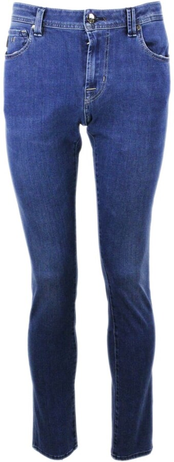 Sartoria Tramarossa Leonardo Slim Jeans In Bi-stretch Denim With 5 Pockets  With Tailored And Initial Stitching - ShopStyle