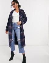 Thumbnail for your product : Helene Berman wool blend double breasted oversized coat in blue check