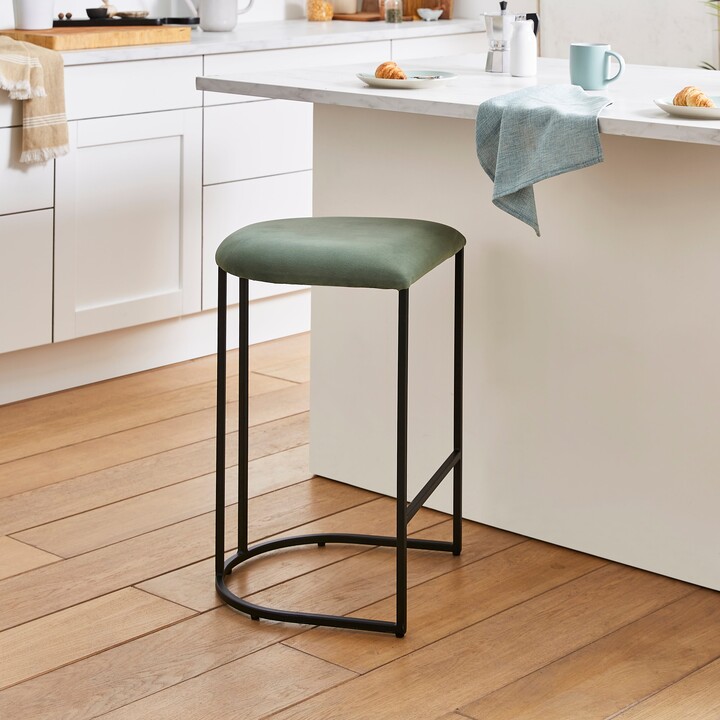 Dunelm Gena Counter Height Velvet Bar Stool Green ShopStyle