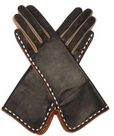 Thumbnail for your product : Agnelle Diane Topstitched Leather Gloves - Black Multi