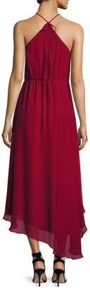 Haute Hippie Silk Asymmetric High-Low Dress, Crimson