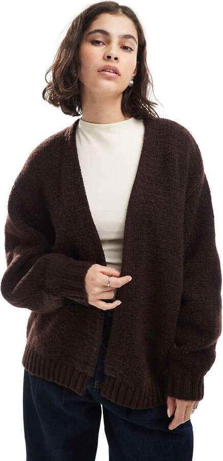 ASOS DESIGN chunky oversized edge-to-edge cardigan in chocolate