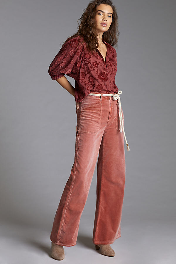 Pink Wide Leg Corduroy Trousers Serena Wide Leg Cord Trousers Pink