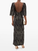 Thumbnail for your product : Adriana Iglesias Taylor Lame-striped Silk-blend Dress - Black Gold