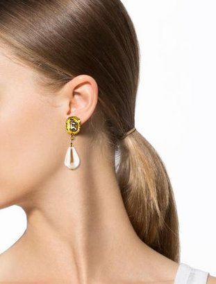 Chanel Crystal & Faux Pearl Drop Earrings