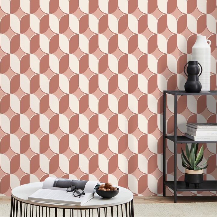 Dunelm Curve Geo Blush Wallpaper Pink ShopStyle