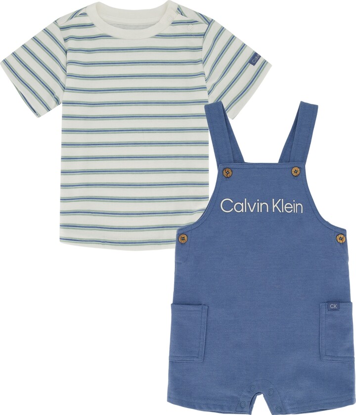 Calvin Klein Baby Boys French Terry Shortalls and Shirt, 2 Piece Set -  ShopStyle