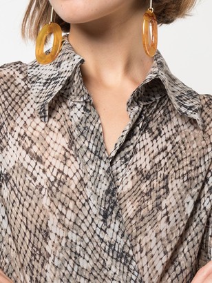 Norma Kamali Scale Python-print shirt dress