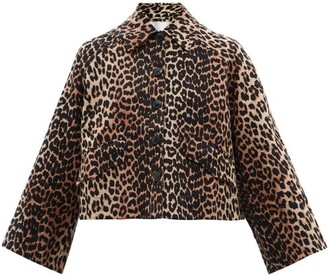 Ganni Leopard-print Linen-blend Hopsack Jacket - Leopard - ShopStyle