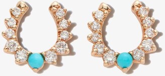 Adina Reyter 14K Yellow Gold Horseshoe Turquoise And Diamond Earrings - Women's - 14kt Yellow Gold/Diamond/Turquoise