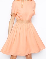 Thumbnail for your product : ASOS PETITE Open Back Lace Waist Skater Dress