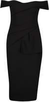 Thumbnail for your product : boohoo Off Shoulder Pleated Peplum Bodycon Midi Dress