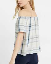 Thumbnail for your product : Express Plaid Off The Shoulder Blouse