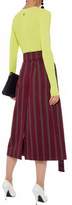 Thumbnail for your product : SOLACE London Apolline Striped Wool And Cotton-blend Wrap Midi Skirt