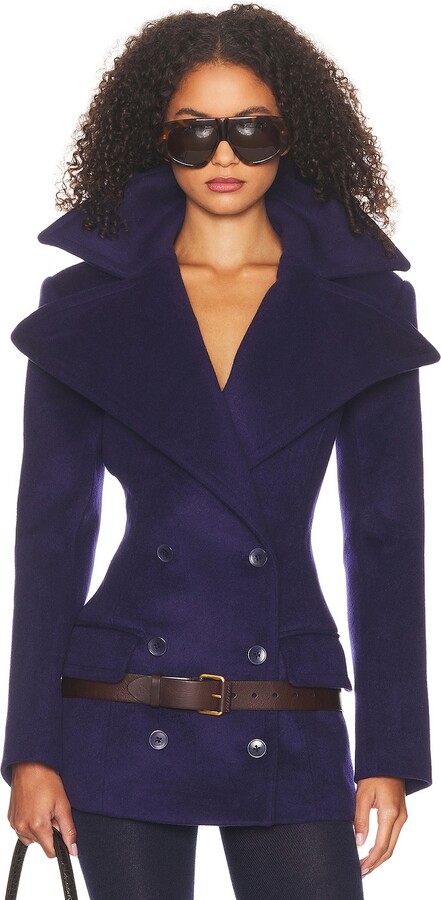 Helsa The Dramatic Collar Peacoat in Navy
