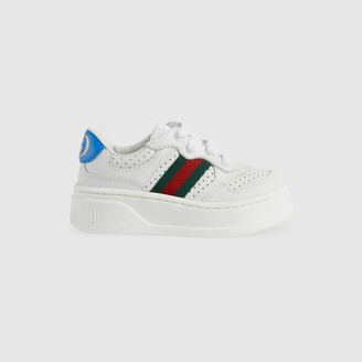 Gucci Toddler leather sneaker with Web